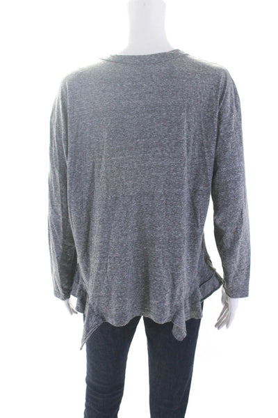 Current/Elliott Women's Long Sleeve Asymmetric Hem T-shirt Gray Size 2