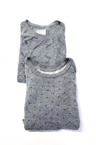 Current/Elliott Women's Long Sleeve Star Print Ruffle Trim Top Gray Size 2 Lot 2