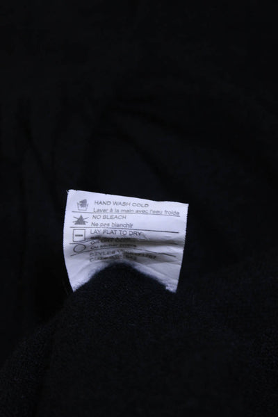 Vince Women's Cashmere Long Sleeve Scoop Neck Gathered Knit Blouse Black Size L