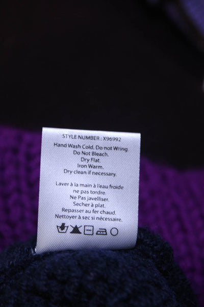 Xirena Women's Wool Long Sleeve Two-Tone Knit Sweater Purple/Blue Size S