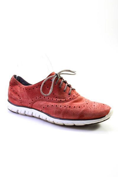 Cole Haan Grand Womens Suede Lace Up Low Top Sneakers Red Size 8