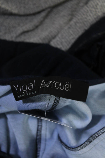 Yigal Azrouel Womens Knit V-Neck Paneled Tank Top Blouse Navy Blue Size 3