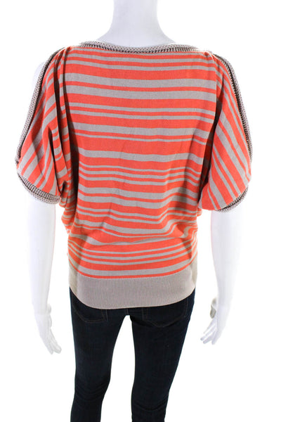 Trina Turk Women's Round Neck Cold Shoulder Stripe Pullover Sweater Size S