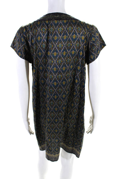 Calypso Saint Barth Women's Short Sleeves A-Line Multicolor Mini Dress Size S