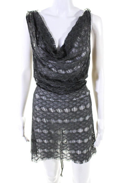 Calypso Saint Barth Women's Cowl Neck Sleeveless Knit Mini Dress Gray Size S