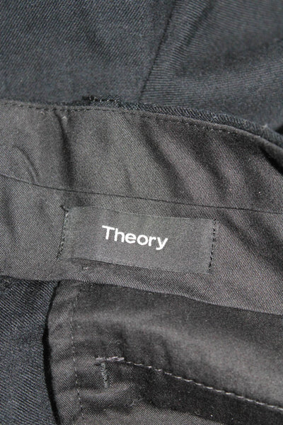 Theory Mens Straight Leg Flat Front  Marlo Bordo Dress Pants Black Wool Size 32