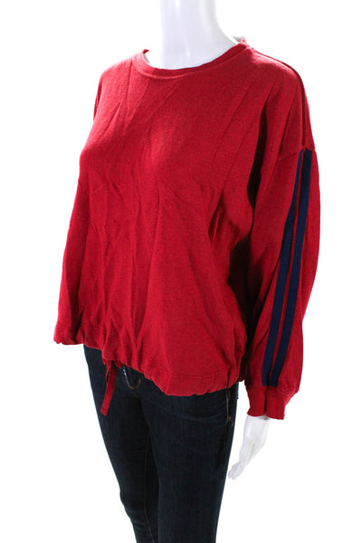Xirena Womens Round Neck Long Sleeved Drawstring Pullover Sweatshirt Red Size S