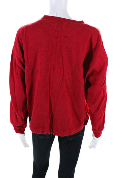Xirena Womens Round Neck Long Sleeved Drawstring Pullover Sweatshirt Red Size S