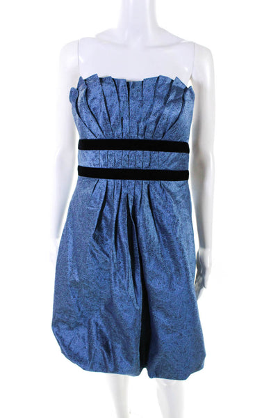 Kay Unger Women's Square Neck Strapless Corset Fit Flare Mini Dress Blue Size 12