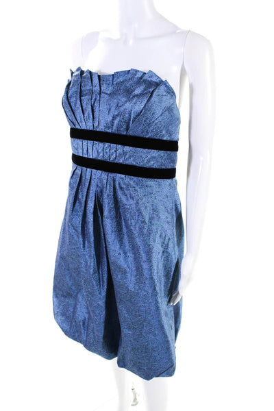 Kay Unger Women's Square Neck Strapless Corset Fit Flare Mini Dress Blue Size 12