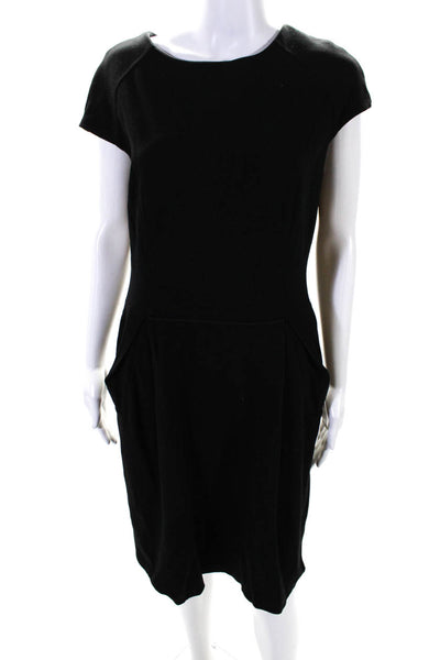 Lafayette 148 New York Women's Sleeveless Pockets Midi Dress Black Size 10