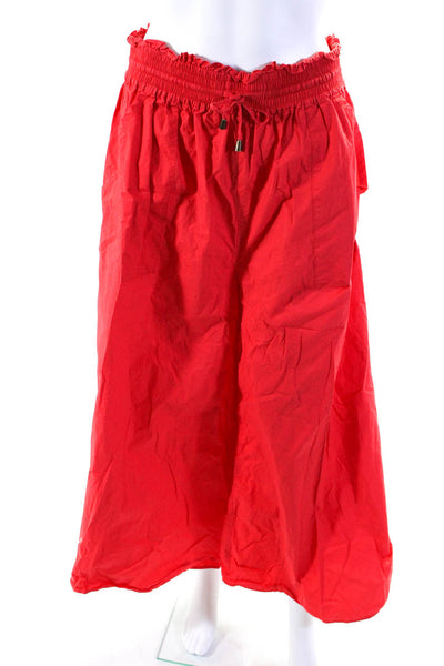 Apiece Apart Womens Cotton Smocked Waist Wide Leg Trousers Pants Red Size 10