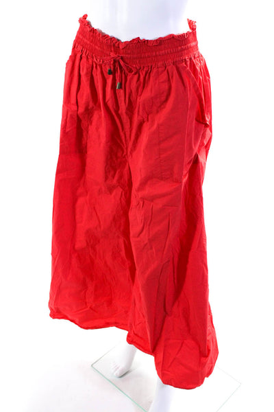 Apiece Apart Womens Cotton Smocked Waist Wide Leg Trousers Pants Red Size 10