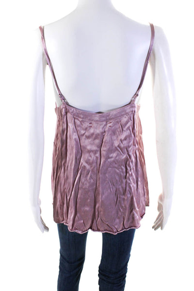 Xirena Womens Satin Split Hem Spaghetti Strap Dress Camisole Top Pink Size M