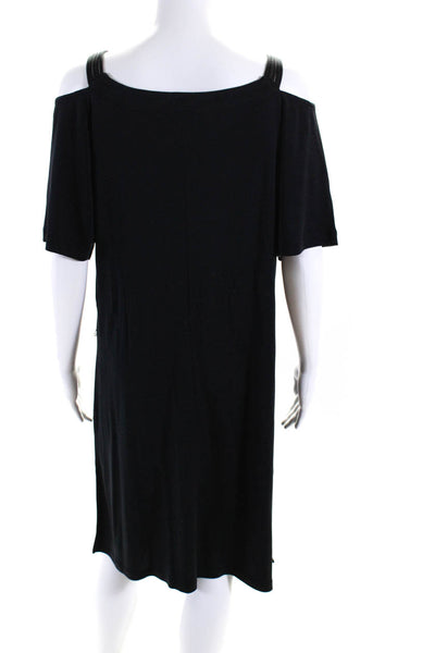 Maryan Mehlhorn Short Sleeve Off Shoulder Strappy Shift Dress Black Size 12