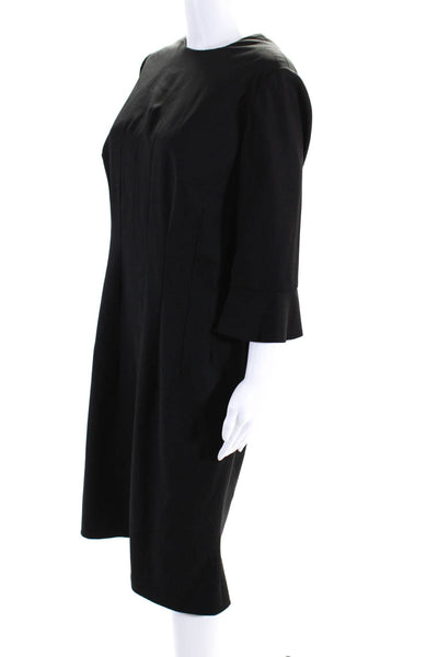 Anthony La Bate Women's Long Sleeve Pleated Shift Dress Black Size M
