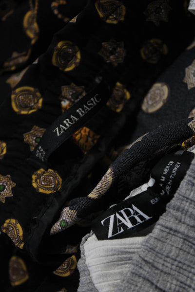 Zara Womens Black Graphic Print High Rise Cuff Ankles Jogger Pants Size M lot 2