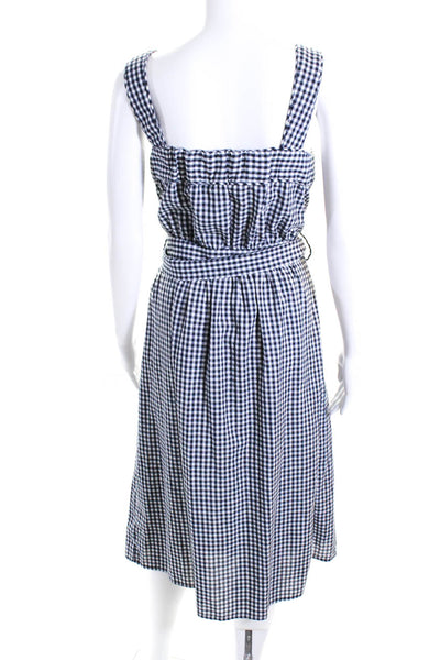 FRNCH Womens Navy White Cotton Checker Belt Sleeveless Shift Dress Size M