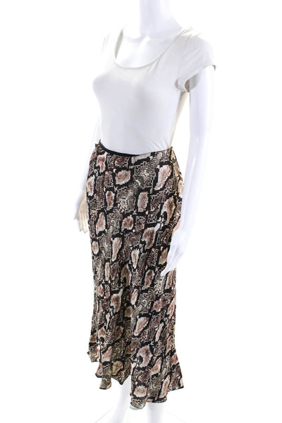 Whistles Womens Brown Snakeskin Print A-Line Maxi Skirt Size 6