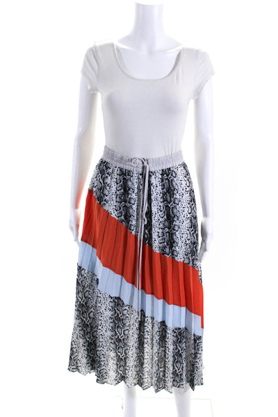 Madison Marcus Womens Gray Mixed Print Drawstring Pleated Midi Skirt Size S