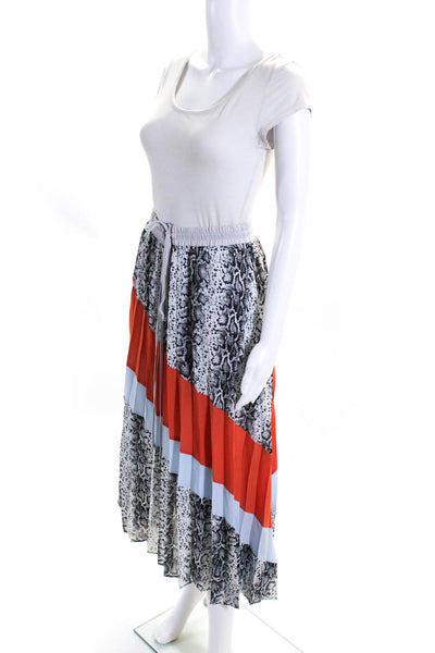 Madison Marcus Womens Gray Mixed Print Drawstring Pleated Midi Skirt Size S