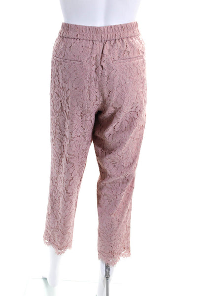 J Crew Womens Blush Cotton Lace Pull On High Rise Straight Leg Pants Size 4