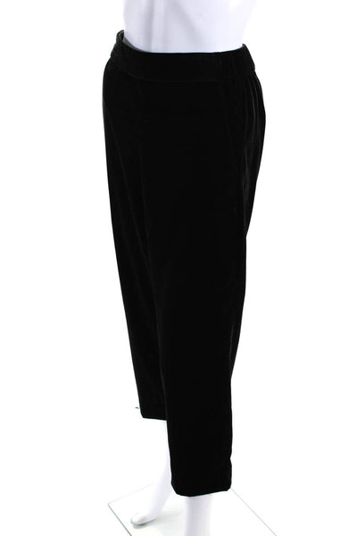 J Crew Womens Solid Black Velour High Rise Pull On Straight Leg Pants Size M