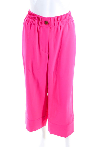 J Crew Womens Bright Pink High Rise Cropped Wide Leg Dress Pants Size 6