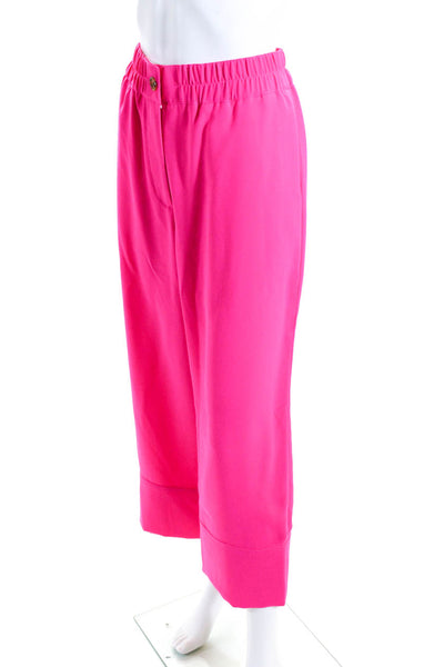 J Crew Womens Bright Pink High Rise Cropped Wide Leg Dress Pants Size 6