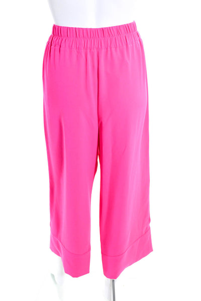 J Crew Womens Bright Pink High Rise Cropped Wide Leg Dress Pants Size 6