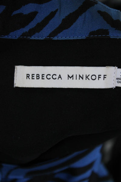 Rebecca Minkoff Womens Animal Print A Line Dress Blue Black Size Small