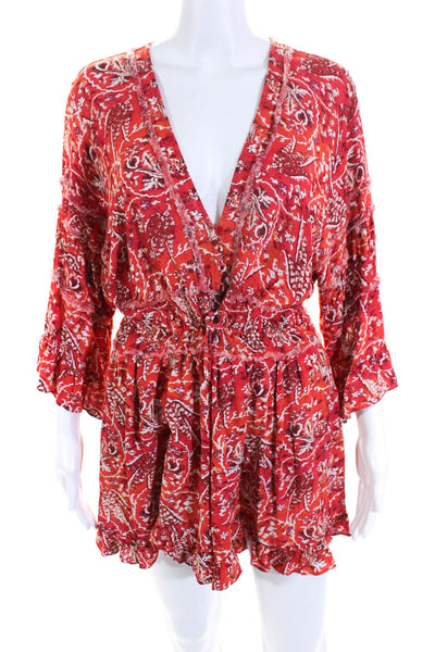 Iro Womens Red Floral Print Romper Red Size 12 13411883