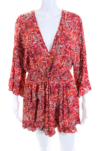 Iro Womens Red Floral Print Romper Red Size 10 13416556