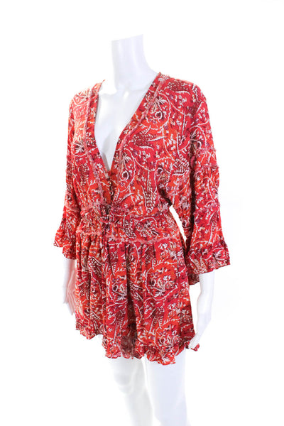 Iro Womens Red Floral Print Romper Red Size 10 13416556