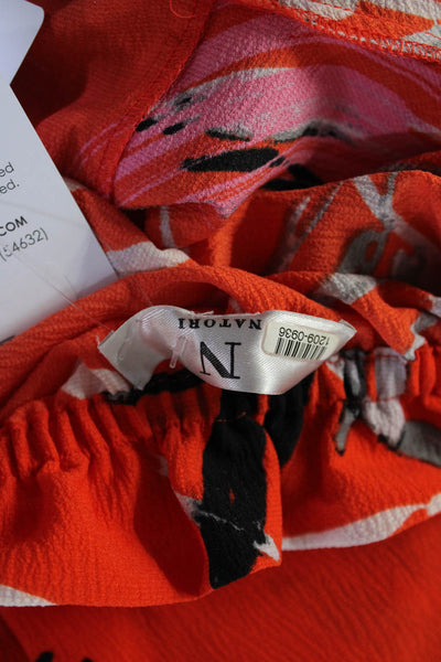 N Natori Womens Red Leaf Print Top Orange Size 4 12090936
