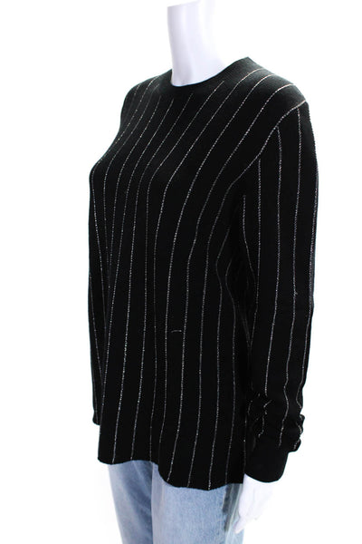 Opening Ceremony Womens Crew Neck Metallic Striped Sweatshirt Black Size XS