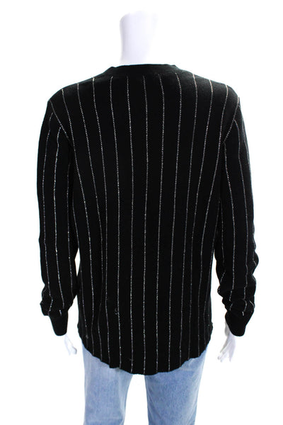 Opening Ceremony Womens Crew Neck Metallic Striped Sweatshirt Black Size XS