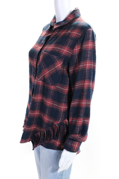 Heartloom Women's Collar Long Sleeves Button Down Plaid Shirt Size S