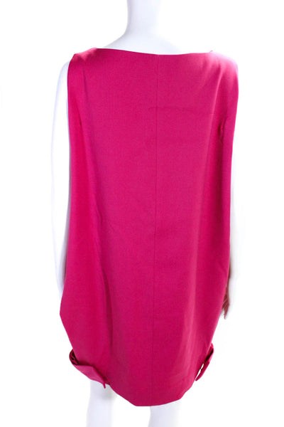 Valentino Technocouture Womens Bow Hem Sleeveless Shift Dress Pink Wool Size 8