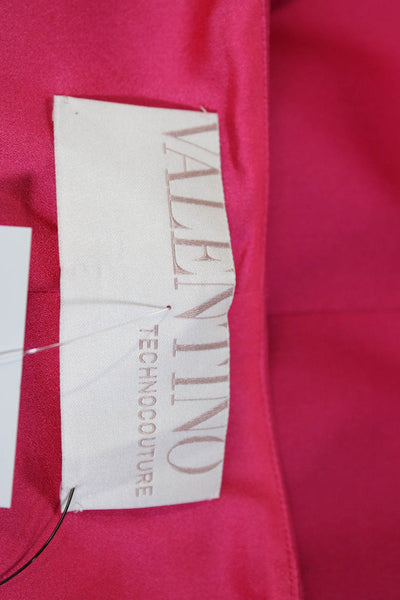 Valentino Technocouture Womens Bow Hem Sleeveless Shift Dress Pink Wool Size 8
