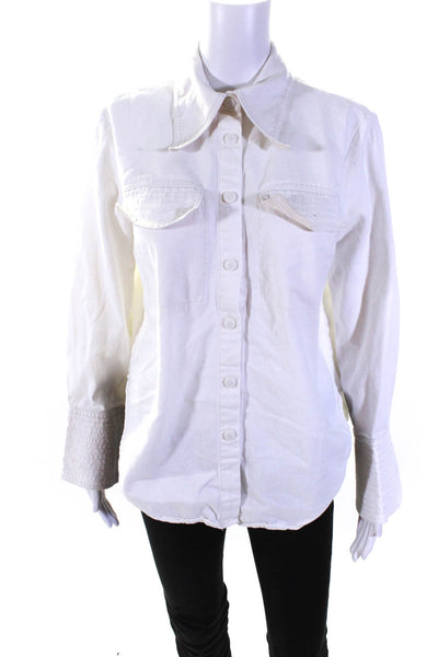 Divine Heritage Womens Cream Denim Work Shirt Off-White Size 10 14214365