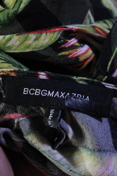 BCBGMAXAZRIA Womens Palm Print Top Green Size 12 14043932