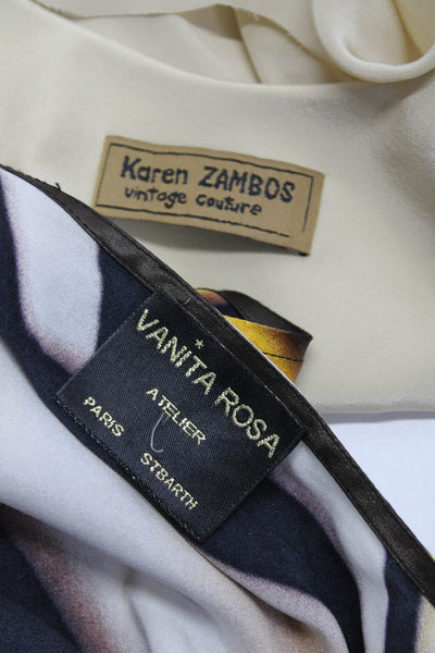 Karen Zambos Vanita Rose Womens Blouses Beige Yellow Black Size Petite Lot 2