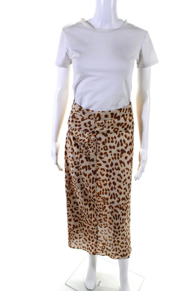 Free People Womens Animal Print A Line Maxi Skirt Beige Brown Size 4