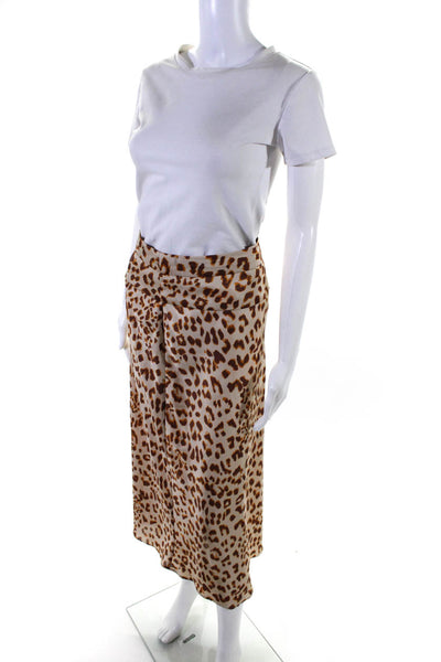 Free People Womens Animal Print A Line Maxi Skirt Beige Brown Size 4