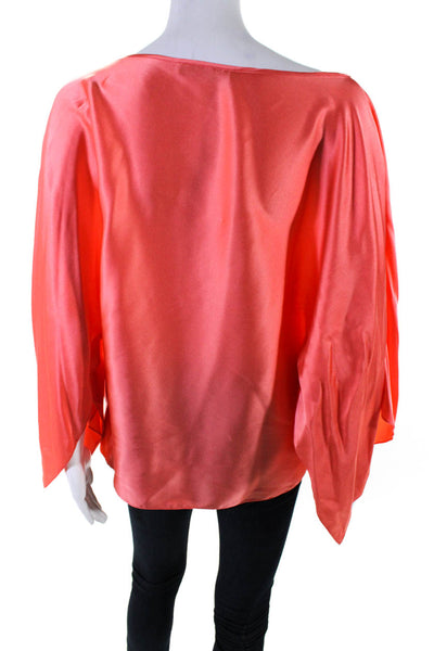 Ramy Brook Womens Silk Kimono Sleeves Blouse Flamingo Pink Size Small