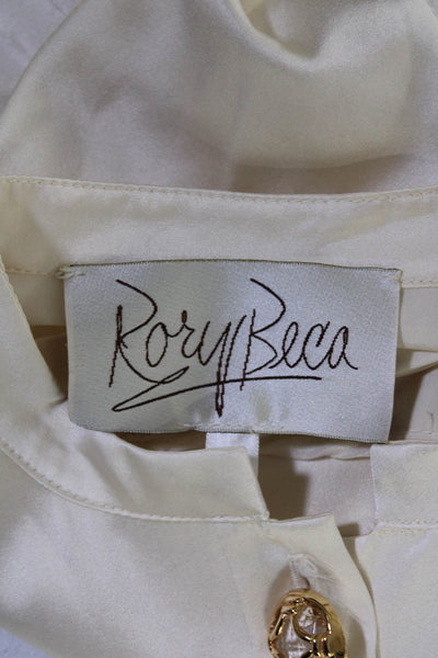 Rory Beca Womens Silk Ruffled Trim Tank Top White Size Extra Small