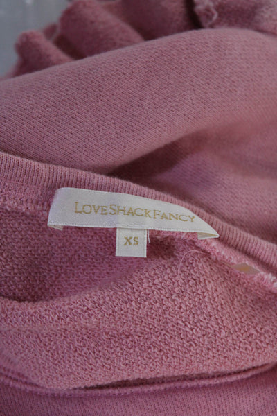 Love Shack Fancy Womens Ruffled Long Sleeved Cropped Sweatshirt Pink Size XS