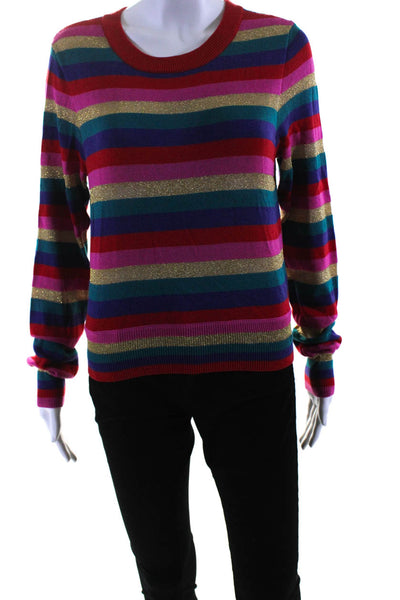 Spiritual Gangster Womens Cotton Metallic Colorblock Knit Top Multicolor Size M