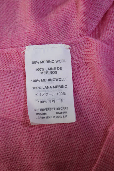 J Crew Womens Merino Wool Split Hem 3/4 Sleeve V-Neck Knit Top Light Pink Size M